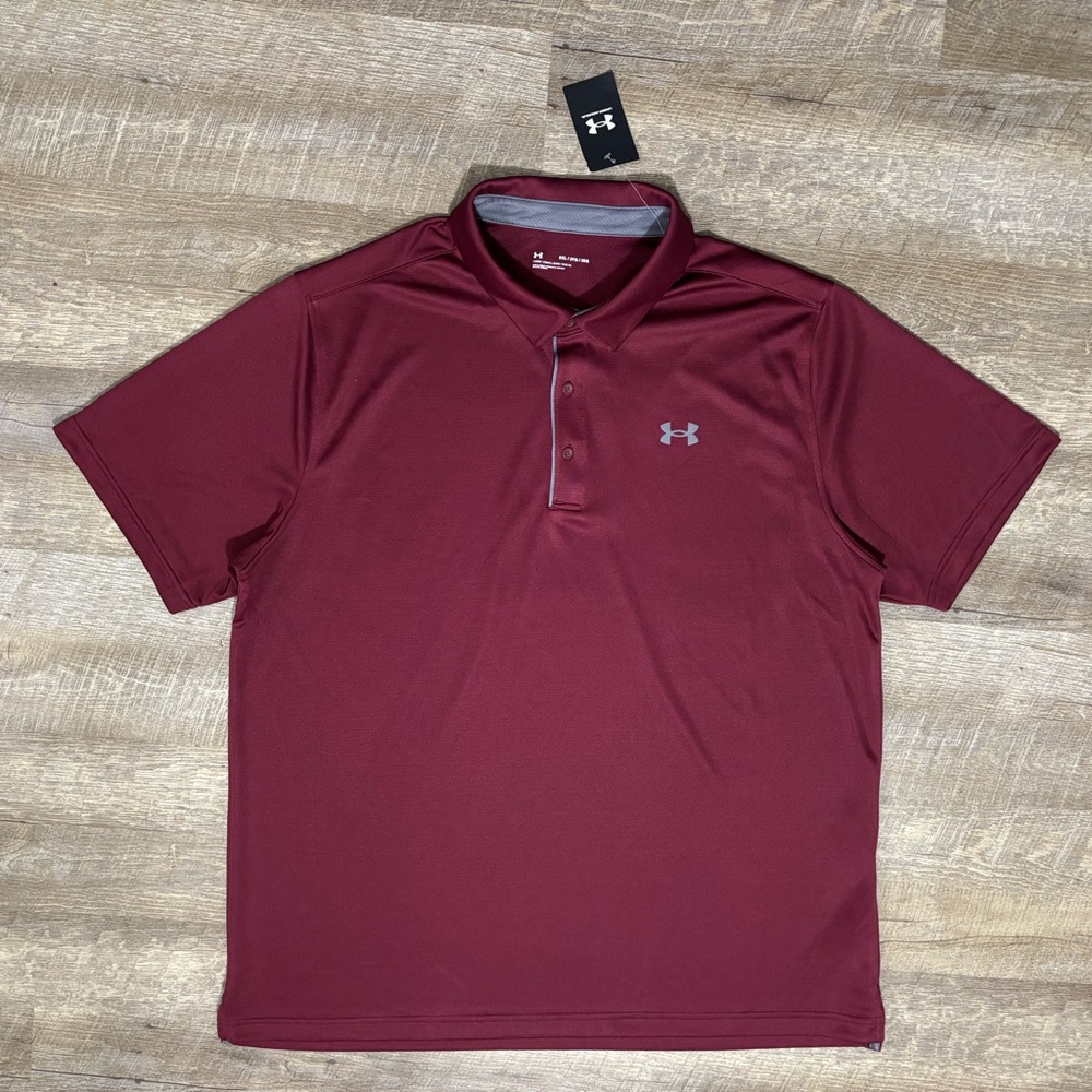NWT Under Armour Polo Men's 3XL Loose Fit Golf Shirt Maroon Performance SS